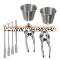 8 Pieces Seafood Tools Set Includes 2 Lobster Crackers, 4 Lobster Forks, 2 Sauce Cups