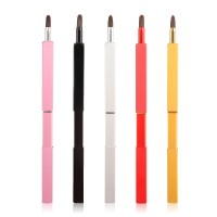 Free Sample Private Label Metal Handle Retractable Lip Cosmetic Brush for Lip Liner Lip Gloss