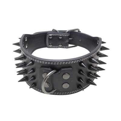 New Style 3 inch Wide 11 Colors Spiked Studded PU Leather Large Dog Collars For Pit bull