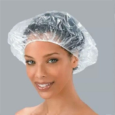 Clear Disposable Plastic Shower Caps Large Elastic Bath Cap For Women Spa ,Home Use,Hotel and Hair Salon